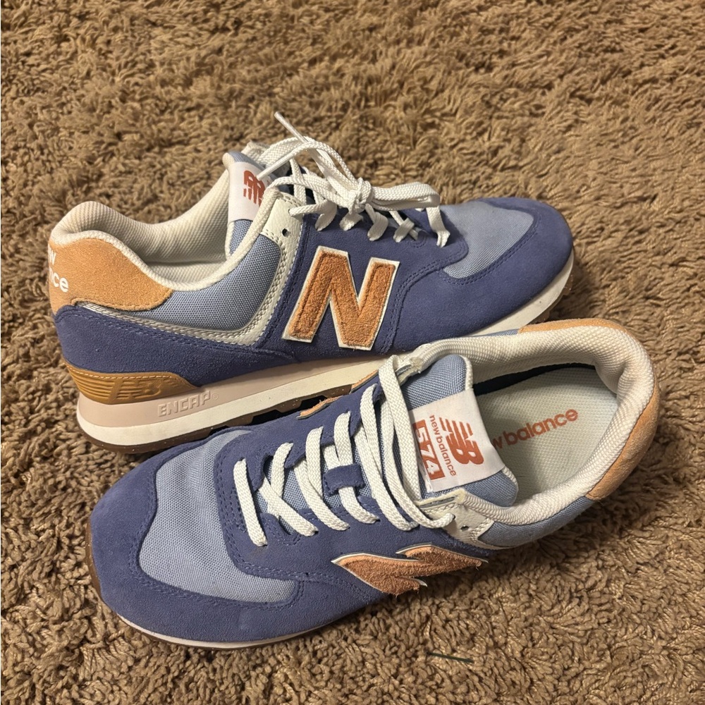 New Balance Blue and Tan Retro Runner Sneakers